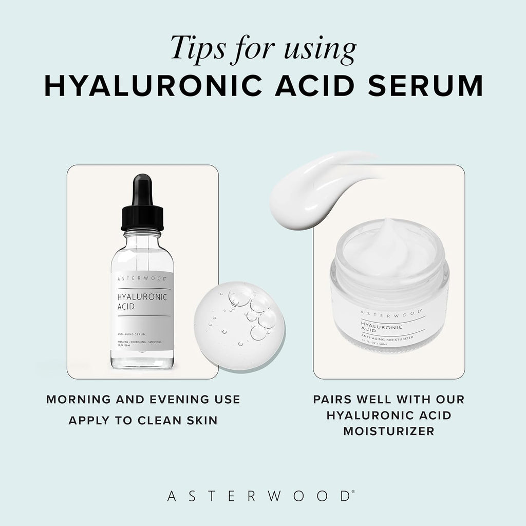 Asterwood Naturals Hyaluronic Acid Serum 1oz + Hyaluronic Acid Moisturizer
