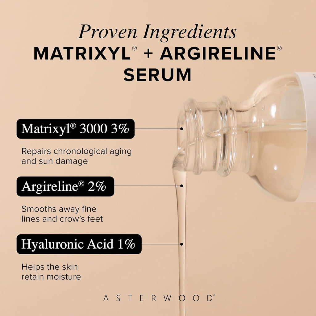 Asterwood Naturals Matrixyl 3000 Serum 1 oz + Barrier Boost Cleansing Gel 5.29 Fl Oz